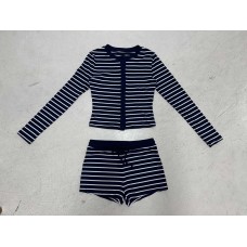 Simple Casual Striped Knit Two-Piece Women's Set Single-Breasted Cardigan Top and Low-Waist Belted Straight Leg Pencil Skirt Pants Simple Casual Striped Knit Two-Piece Women's Set Single-Breasted Cardigan Top and Low-Waist Belted Straight Leg Pencil Skirt Pants
