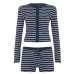 Simple Casual Striped Knit Two-Piece Women's Set Single-Breasted Cardigan Top and Low-Waist Belted Straight Leg Pencil Skirt Pants