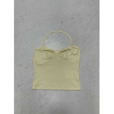 Cream Style Spicy Girl Bowknot Chest Shape Wall-Hung Strap Basic Fitted Elastic Backless Crop Top
