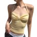 Cream Style Spicy Girl Bowknot Chest Shape Wall-Hung Strap Basic Fitted Elastic Backless Crop Top