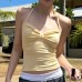 Cream Style Spicy Girl Bowknot Chest Shape Wall-Hung Strap Basic Fitted Elastic Backless Crop Top