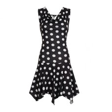 Gentle Style Charming Polka Dot One-Shoulder Dress Sexy Backless Tie Low Waist Irregular Short Skirt
