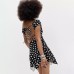 Gentle Style Charming Polka Dot One-Shoulder Dress Sexy Backless Tie Low Waist Irregular Short Skirt