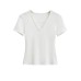 V-neck elastic short sleeved T-shirt