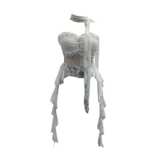 Lace strapless irregular ribbon sleeveless top