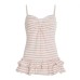 Striped A-Line Ruffle Strapless Top