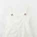 Low neck sleeveless white pleated camisole dress for women