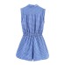 Casual sleeveless slim fit plaid jumpsuit shorts