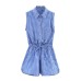 Casual sleeveless slim fit plaid jumpsuit shorts