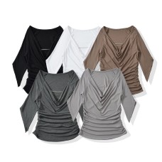 Slim fit one shoulder flared sleeve top