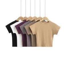 Simple double-sided round neck raglan sleeves