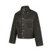 Short Wide Boxed Double Pocket Turn-Down Collar Denim Suit Jacket for Men and Women