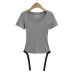 V-neck slim fit shoulder short sleeved jumpsuit for women