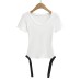 V-neck slim fit shoulder short sleeved jumpsuit for women