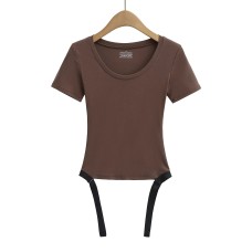 Small round neck slim fit high waisted jumpsuit