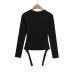 Round neck long sleeved waist cinching jumpsuit