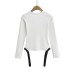 Round neck long sleeved waist cinching jumpsuit