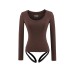U-neck long sleeved T-shirt for women