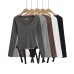U-neck long sleeved T-shirt for women