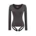 Simple V-neck long sleeved jumpsuit