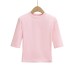 Round neck five quarter sleeve slim fit short T-shirt