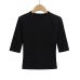 Round neck five quarter sleeve slim fit short T-shirt