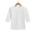 Round neck five quarter sleeve slim fit short T-shirt