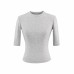Round neck five quarter sleeve slim fit short T-shirt