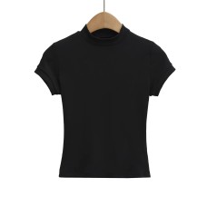 Half high neck tight short sleeved T-shirt Half high neck tight short sleeved T-shirt