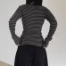 Simple Fashion Striped Color Block Round Neck Basic Long Sleeve Slim Fit Versatile Slimming Casual Short Top Simple Fashion Striped Color Block Round Neck Basic Long Sleeve Slim Fit Versatile Slimming Casual Short Top