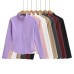 Stand up collar zipper curved hem patchwork zipper