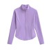 Stand up collar zipper curved hem patchwork zipper