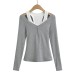 Tank top+V-neck button top two-piece set