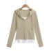 Paper Man Fake Two Hooded Tops