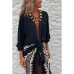 Casual Belted Three-quarter Sleeve Top INS Loose Vacation Multi-color Women's Top