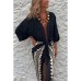 Casual Belted Three-quarter Sleeve Top INS Loose Vacation Multi-color Women's Top