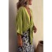 Casual Belted Three-quarter Sleeve Top INS Loose Vacation Multi-color Women's Top