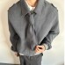 Detachable Bow Tie British Style Birdseye Pattern Notched Lapel