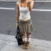 Lover's Memory Street Style Gray Striped Irregular Low Waist Skirt Slimming Casual Versatile Short Skirt