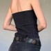 One-Shoulder Single-Breasted Irregular Hem Fitted Tube Top Spicy Girl Striped Suit Fabric Blouse