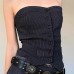 One-Shoulder Single-Breasted Irregular Hem Fitted Tube Top Spicy Girl Striped Suit Fabric Blouse