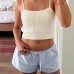 Vacation Style Simple Basic Light Striped Elastic Tied Casual Shorts for Girls Loose Slimming Versatile Hot Pants
