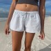 Vacation Style Simple Basic Light Striped Elastic Tied Casual Shorts for Girls Loose Slimming Versatile Hot Pants