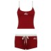 Lovely Memory  Sporty Style Color Block Letter Embroidery Strapless Top Striped Splicing Shorts Two-Piece Set