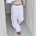 Hollow Texture Jacquard Casual Pants Comfortable Lightweight Pure Color Elastic Waist Loose Trousers