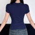 Plaid Collar Tie Turn-down Collar Shirt Design Pleated Waist Slimming Spicy Girl Style Short Sleeve Top