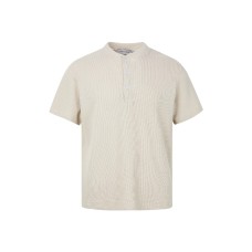 Men's Casual Henley Collar Waffle Texture Short Sleeve T-Shirt