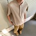 Men's Casual Henley Collar Waffle Texture Short Sleeve T-Shirt