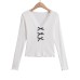 V-neck long sleeved T-shirt
