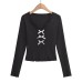 V-neck long sleeved T-shirt
